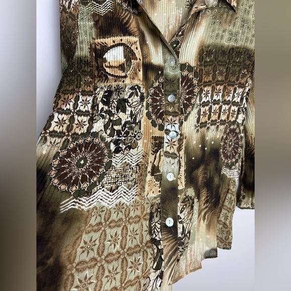 VTG Serenade Plus Sz  L Whimsigoth Flare Sleeve Boho artsy Button Down Sheer Top - Picture 8 of 13